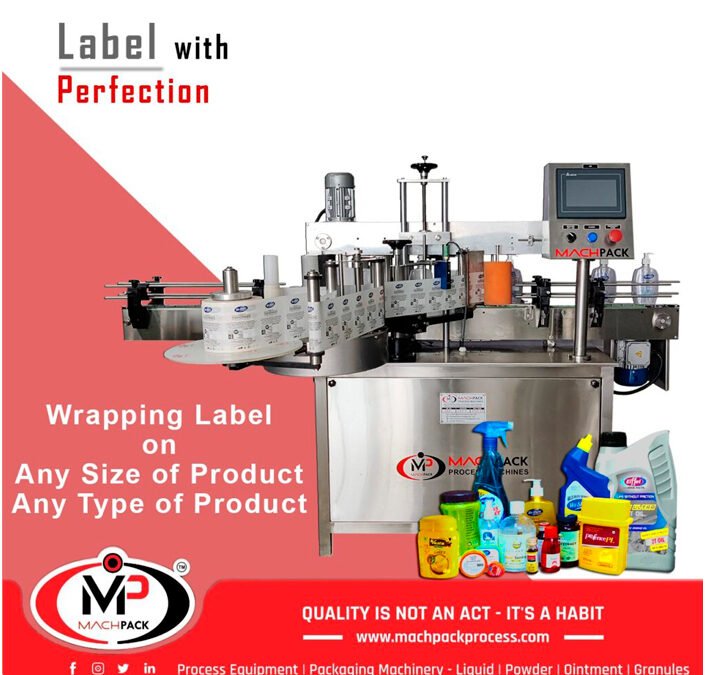 image of machpack's labeling machine that wrap label on any size and type of product
